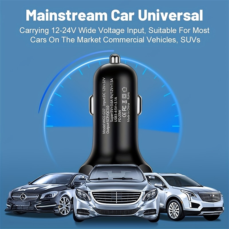 250w pd usb автомобильное зарядное устройство быстрая зарядка типа c usb телефонный адаптер в автомобиле для автомобильного быстрого зарядного устройства 2025 - $12.99 –P7