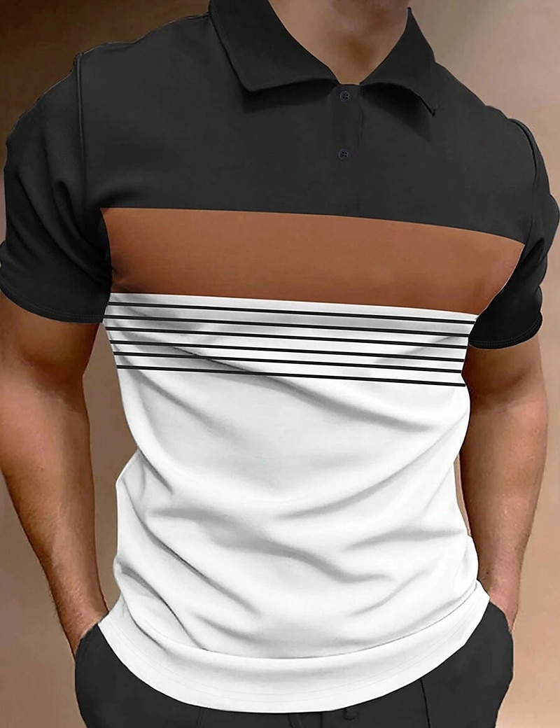 Men's Button Up Polos Polo Shirt Casual Sports Lapel Short Sleeve Fashion Basic Color Block Button Summer Regular Fit Fire Red Black White Army Green Dark Navy Dark Gray Button Up Polos 2025 - $16.49 –P8
