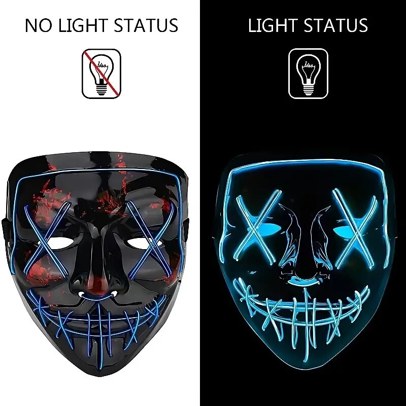 Halloween Light Mask LED Full Face Mask  Clown Glow Mask For Children For Adult  For Party for Halloween 2025 - $24.99 –P1