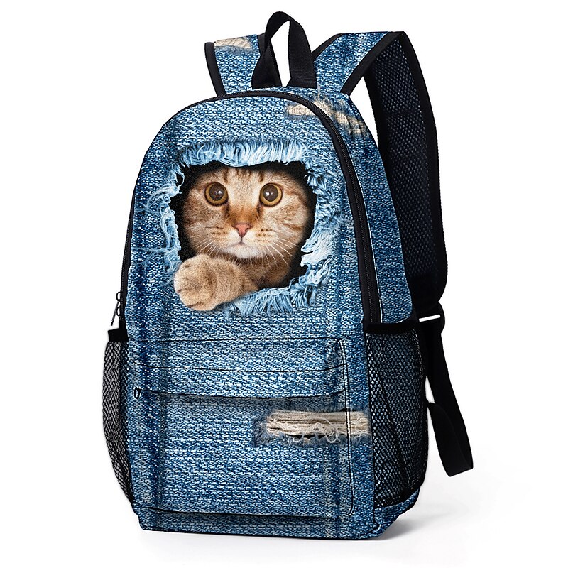 3D Cat Print Denim Backpack for Kids – Cute Animal School Bag with Large Capacity and Fun Design for Boys and Girls 2025 - $29.99 –P9