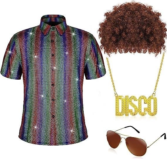 Retrò Vintage Anni '70 Disco Costume Cosplay Abiti Cosplay Costume Per uomo Carnevale Mascherata Festa / Sera Parata dell'Orgoglio Mese dell'orgoglio Adulti Blusa Occhiali Accessori per il Collo del 2026 a $51.99 –P1