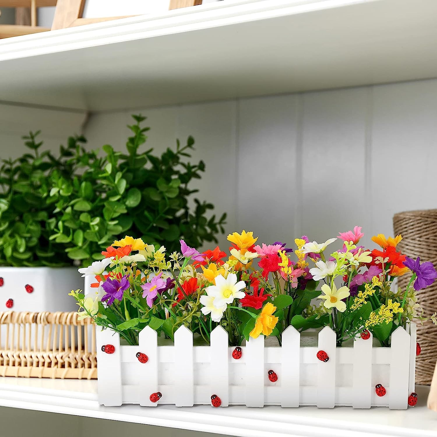 Künstliche Blumenpflanzen – gemischte Farbgänseblümchen im Lattenzauntopf für Innenbüro, Hochzeit, Heimdekoration, künstliche Blumen für Hochzeit, Bogen, Garten, Wand, Heimparty, Hotel, Büro, 2025 - $13.99 –P4