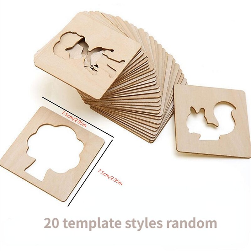 20pcs montessori bambini disegno giocattoli in legno modello di pittura fai da te stencil apprendimento giocattoli educativi per il regalo dei bambini, ritorno a materiale scolastico del 2025 a $4.99 –P1