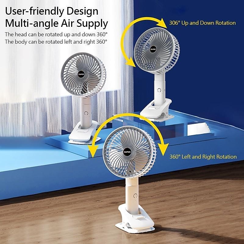 Digitale Display Mini Ventilator – USB Oplaadbare Handheld Ventilator met 3-Snelheden 1200mAh Batterij Laag Geluid Luchtkoeler 2025 - $24.99 –P2