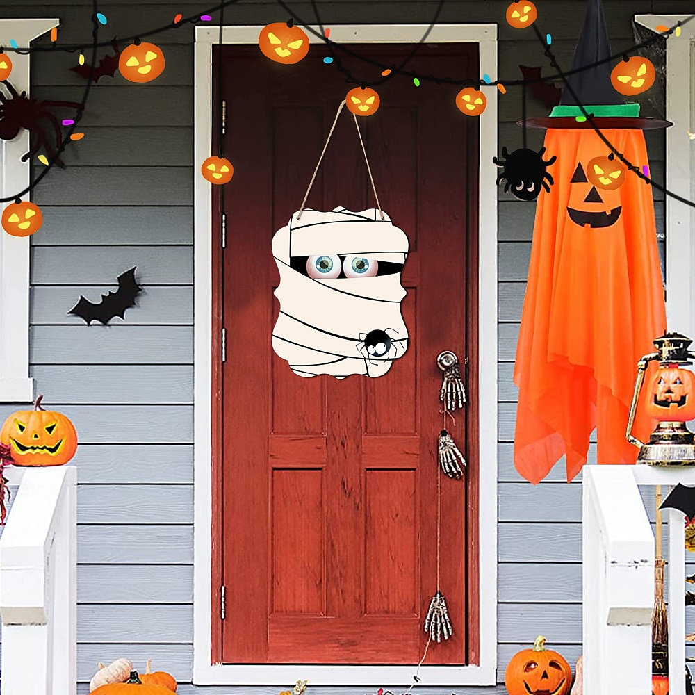 1pc halloween segno da parete in legno teschio targa in legno appeso decorazione per porta d'ingresso spaventoso portico decor appeso regalo per agriturismo home bar outdoor indoor room decor home decor del 2025 a $7.99 –P18