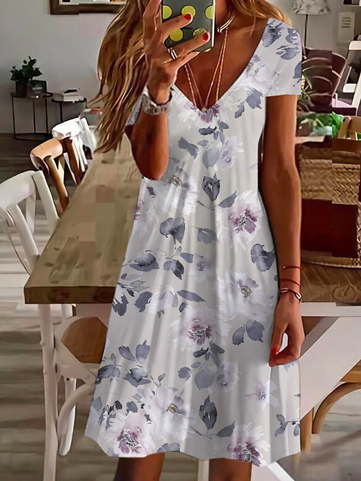 Vestido Mini de Mujer Vestido Petite Vestido de Camiseta Vestido Tee Vestido de Verano Vestido Activo Moda Streetwear Exterior Vacaciones Cumpleaños Ajuste Regular Floral Manga Corta Cuello en V Rosa 2026 - $24.99 –P1