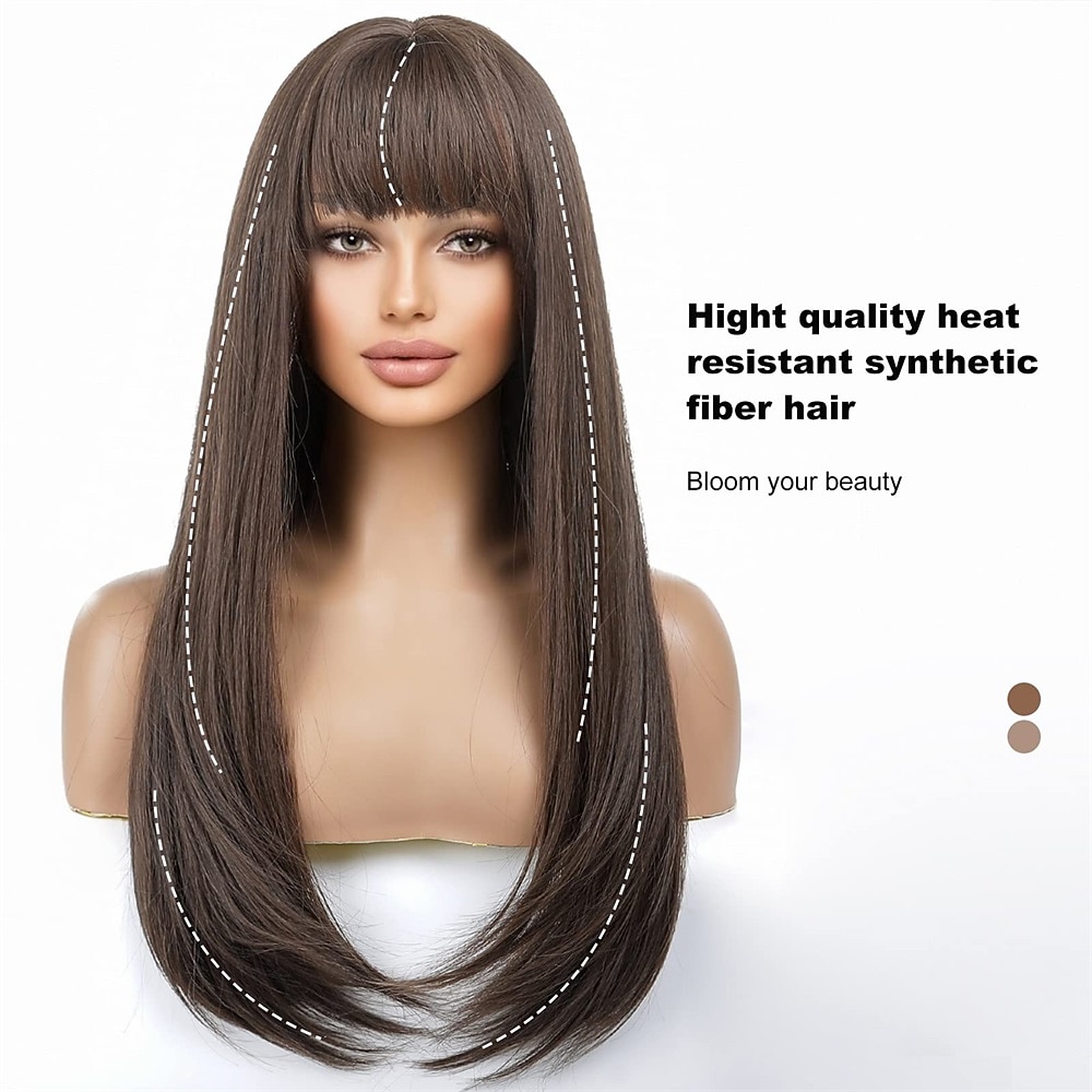 Synthetische pruiken Recht Met pony Machinegemaakt Pruik Blond Schaduw Lang A1 A9 A10 A12 Synthetisch haar Dames Zacht Modieus Makkelijk mee te nemen Blond Zwart Schaduw 2026 - $34.99 –P9
