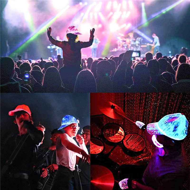 LED Fiber Optic Cap with 7 Colors, USB Rechargeable Glowing Baseball Hat for Party, Event, Holiday Light-Up Hat 2025 - $36.99 –P2