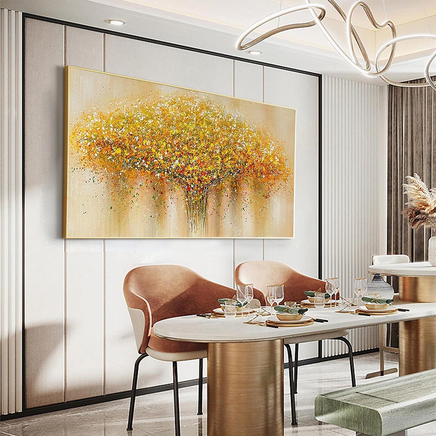 2025年 手作り油絵キャンバス壁アート装飾オリジナルゴールデンツリーテクスチャツリー完全な家の装飾用ストレッチフレーム付き内フレーム絵画なし  コレクション – $150.99 –P4