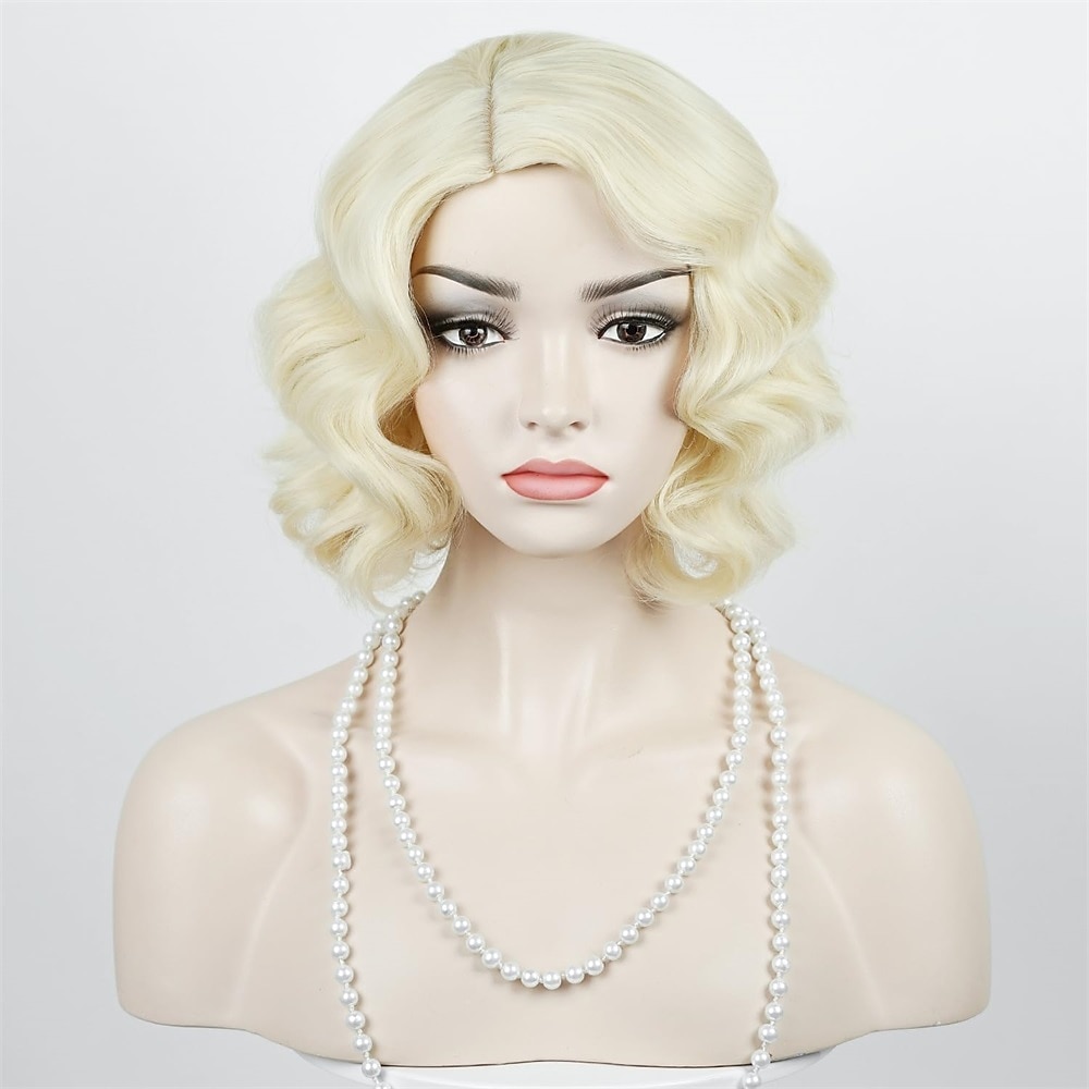 Peruca de Flapper dos Anos 1920 Cacheada com Faixa Peruca Vintage Cacheada dos Anos 20 Cabelo de Fantasia Halloween de 2025 por $19.99 –P7