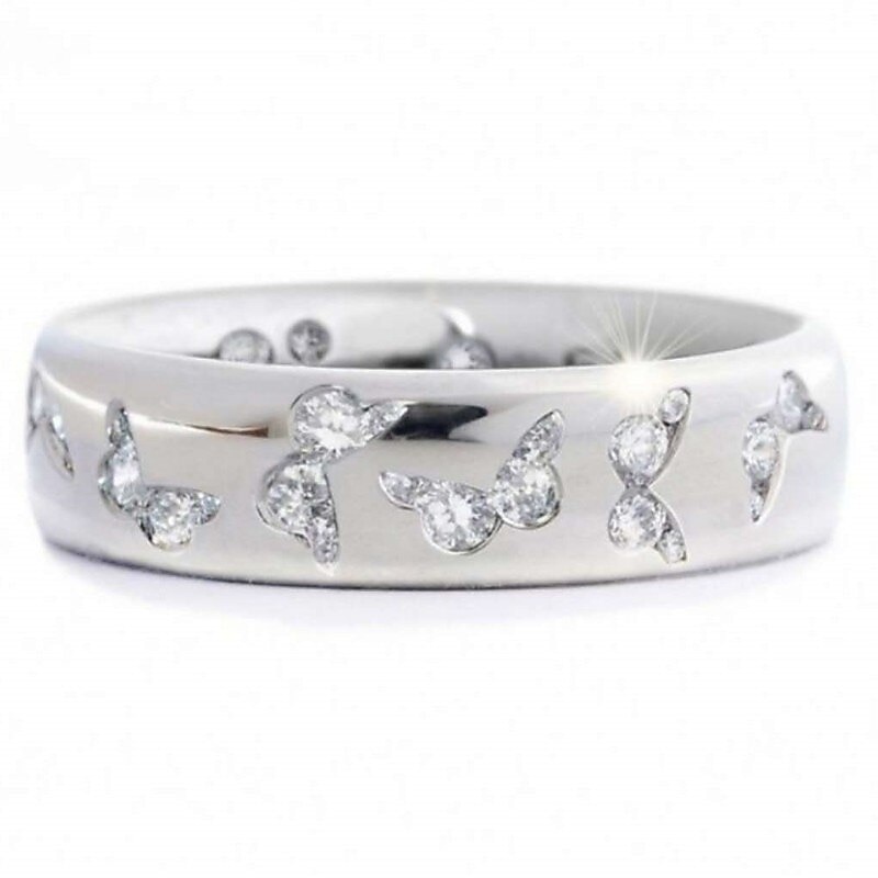 rhinestone butterfly ring for women teen girls, elegant silver plated cubic zircon engagement ring, birthday anniverstay jewelry gift (blue, 6) 2025 - $5.49 –P5