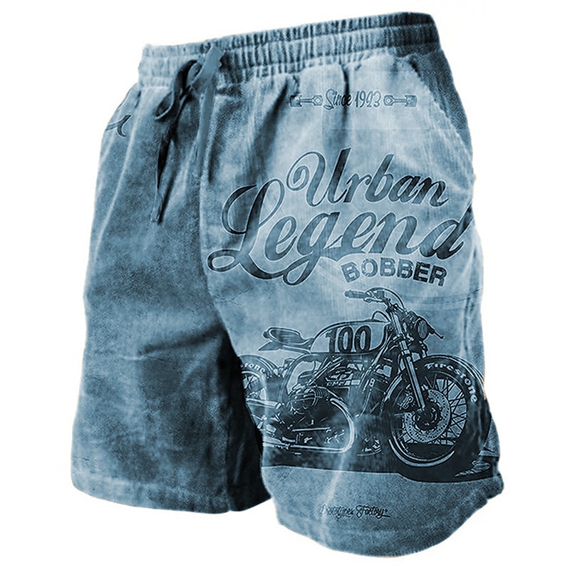 Men's Graphic Letter Motorcycle Shorts Summer Shorts Beach Shorts Mid Waist Streetwear Hawaiian Designer Casual Daily Holiday Drawstring Elastic Waist 3D Print Designer Clothing Apparel 2025 - $19.99 –P7