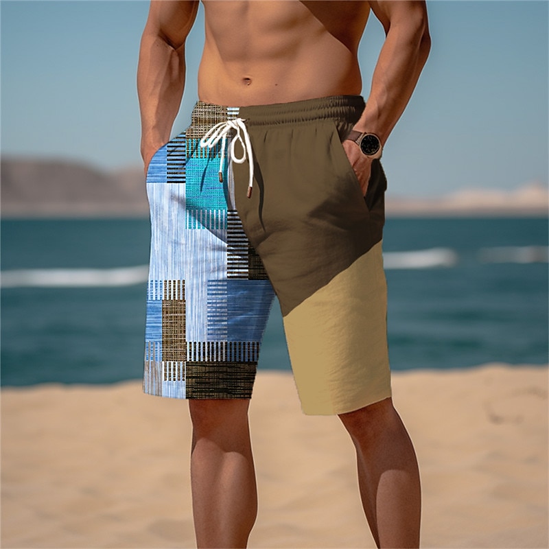 Men's Color Block Patchwork Graphic Prints Sweat Shorts Beach Shorts Terry Shorts Mid Waist Casual Athleisure Daily Holiday Streetwear Drawstring Elastic Waist 3D Print Designer Clothing Apparel 2025 - $19.99 –P2