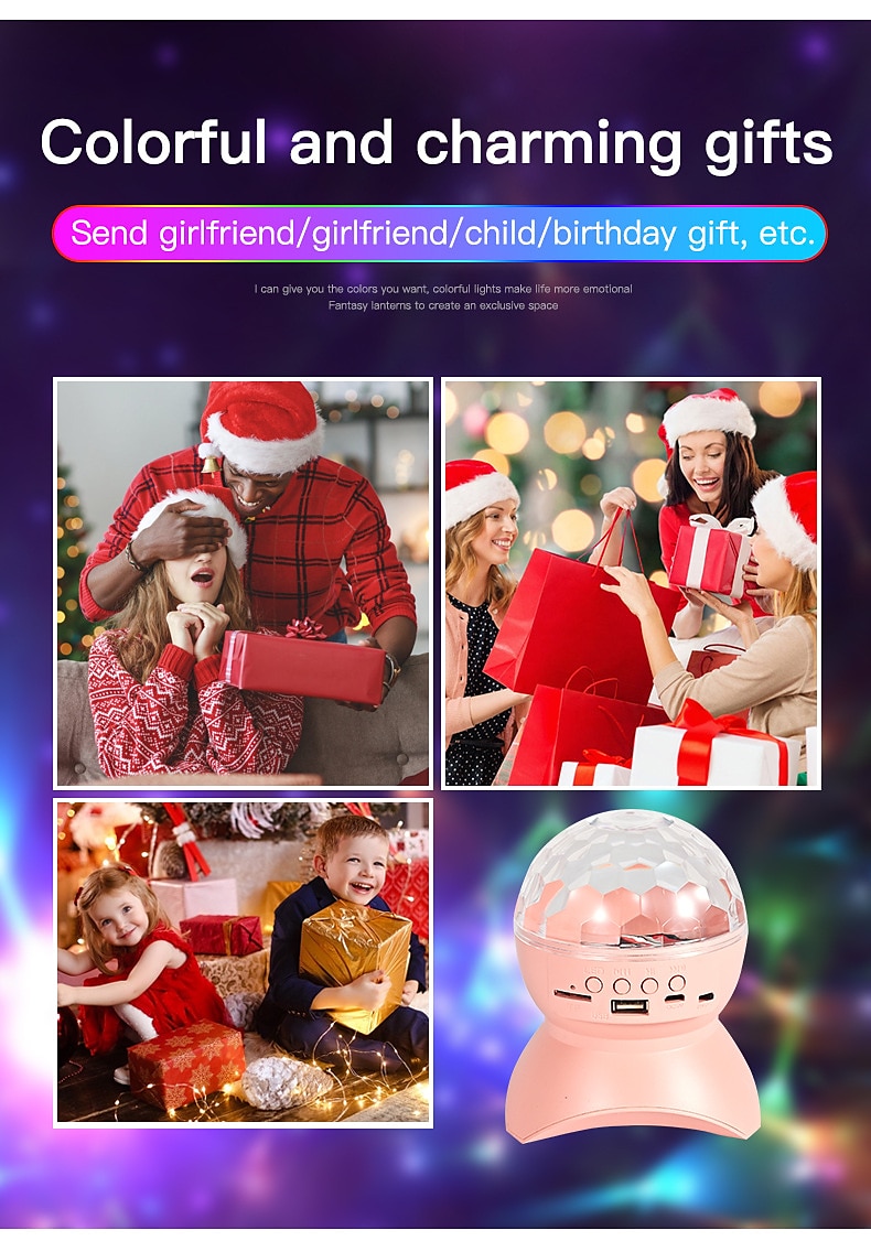 Colorful LED Smart Light Magic Ball Lamp Projector Atmosphere Lamp Bluetooth Sound Ball Lamp Dormitory Singing Flash Lamp Room Atmosphere Lamp 2025 - $11.99 –P2