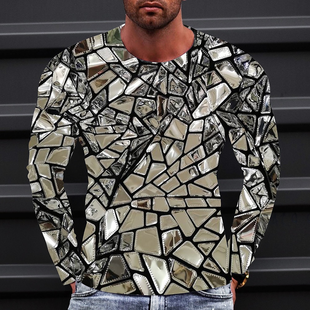 2025年 男性用 グラフィック 勾配 メタリックシャツ Tシャツ 長袖 Tシャツ 3Dプリント クルーネック シャツ ヴィンテージ ファッション デザイナー アウトドア 日常 スポーツ 1 2 3 春 & 秋 衣類 S M L XL 2XL 3XL 4XL コレクション – $19.99 –P10