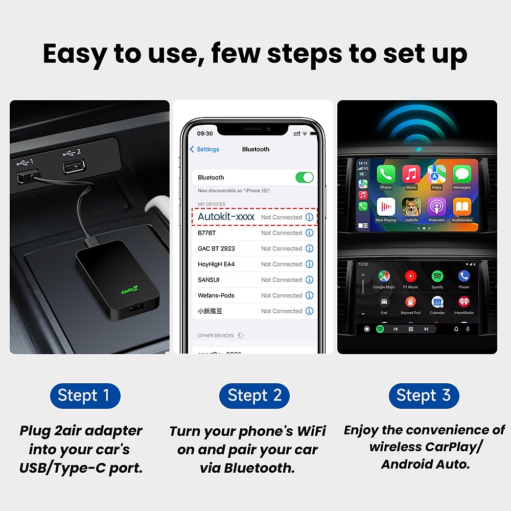 CarlinKit 5.0 2Air Wireless Android Auto Box Portable CarPlay