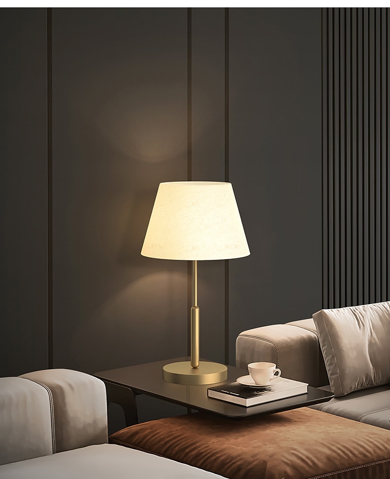 LED Table Lamp Gold Brass Fabric Modern Warm White Bedside Table Lamp Applicable to Living Room Bedroom Office Bedside Cabinet and Bookcase 110-240V 2025 - $200.99 –P1