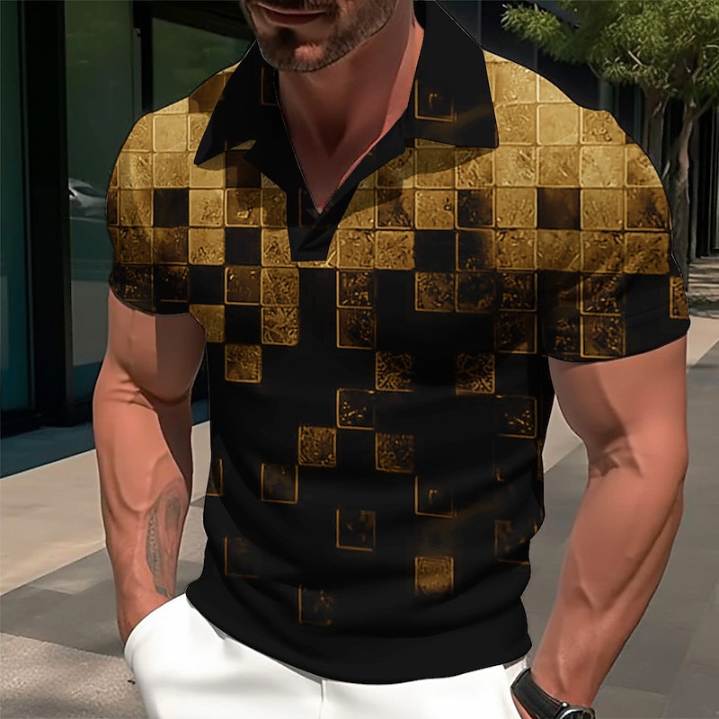 Per uomo Plaid Stampe Grafiche Geometria Polo Maglia da golf Maniche Corte Camicia Colletto cubano All'aperto Streetwear Giallo Rosso Blu Azzurro cielo Viola Stampato Abbigliamento Moda Designer del 2026 a $23.99 –P1
