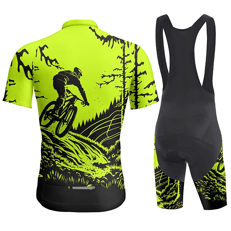 Men's Cycling Jersey with Bib Shorts Short Sleeve Mountain Bike MTB Road Bike Cycling Summer Blue Yellow Red Graphic Bike 3D Pad Quick Dry Back Pocket Moisture Wicking Breathable Spandex Sports 2026 - $49.99 –P12