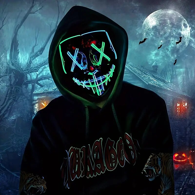 Halloween Light Mask LED Full Face Mask  Clown Glow Mask For Children For Adult  For Party for Halloween 2025 - $24.99 –P3