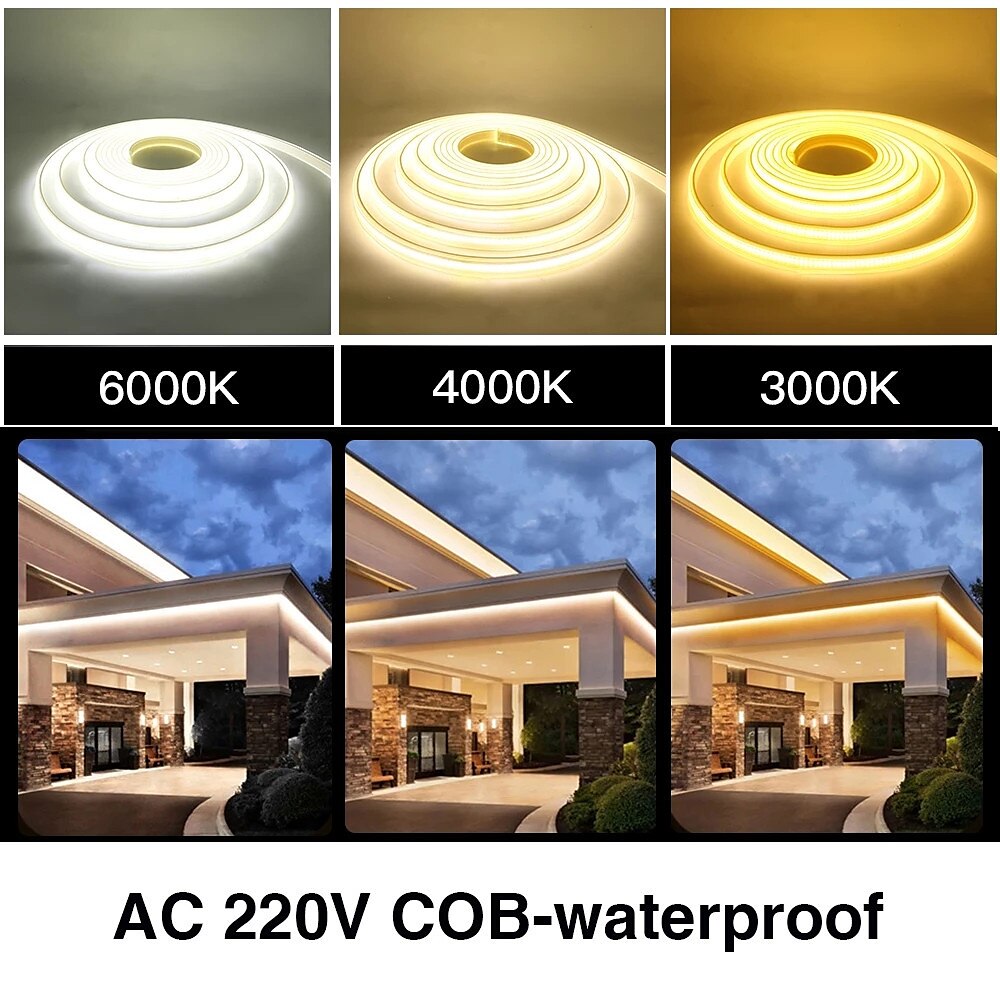 COB LED Strip Light with Power Plug, 288 LEDs/m Super Bright Flexible LED Ribbon, Waterproof CRI 90 Linear Lighting for Indoor and Outdoor Home Decor 2025 - $17.99 –P8