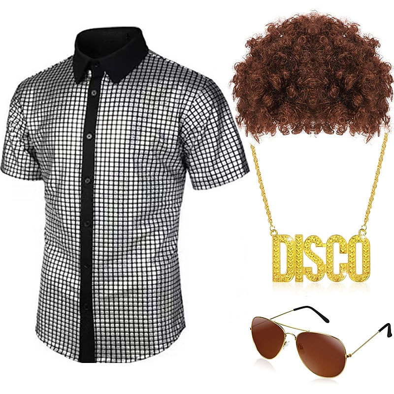 Retrò Vintage Anni '70 Disco Costume Cosplay Abiti Cosplay Costume Per uomo Carnevale Mascherata Festa / Sera Parata dell'Orgoglio Mese dell'orgoglio Adulti Blusa Occhiali Accessori per il Collo del 2026 a $51.99 –P3