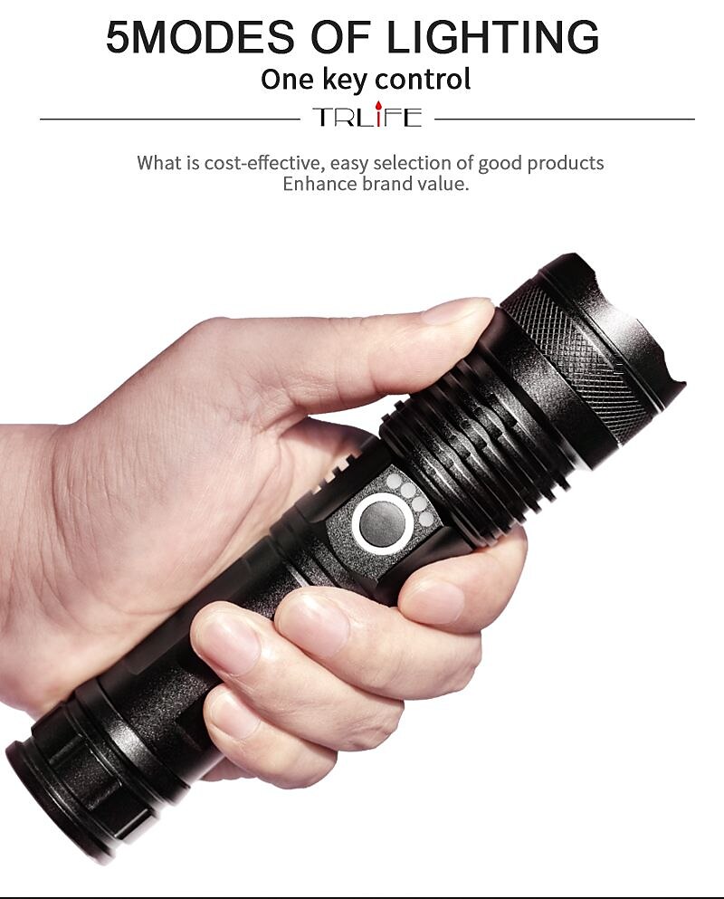 NEW High Power LED Flashlight XHP50Super Bright Usb Rechargeable Torch 18650 Zoom Powerful Flash Light Hunting Lantern （no battery） 2025 - $22.99 –P9