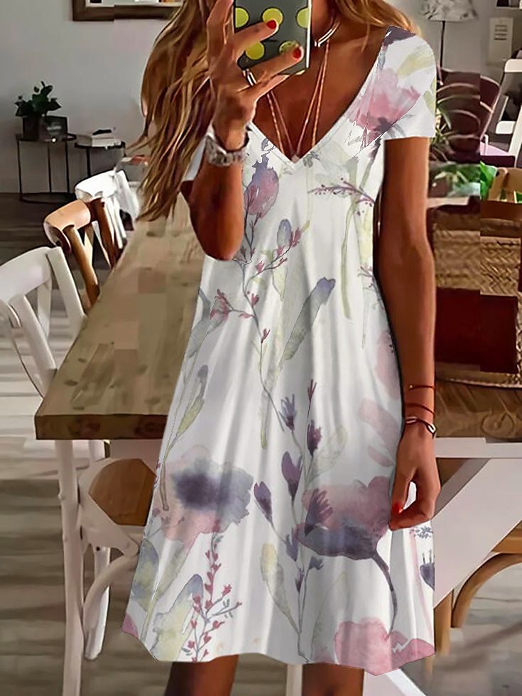 Vestido Mini de Mujer Vestido Petite Vestido de Camiseta Vestido Tee Vestido de Verano Vestido Activo Moda Streetwear Exterior Vacaciones Cumpleaños Ajuste Regular Floral Manga Corta Cuello en V Rosa 2026 - $24.99 –P2