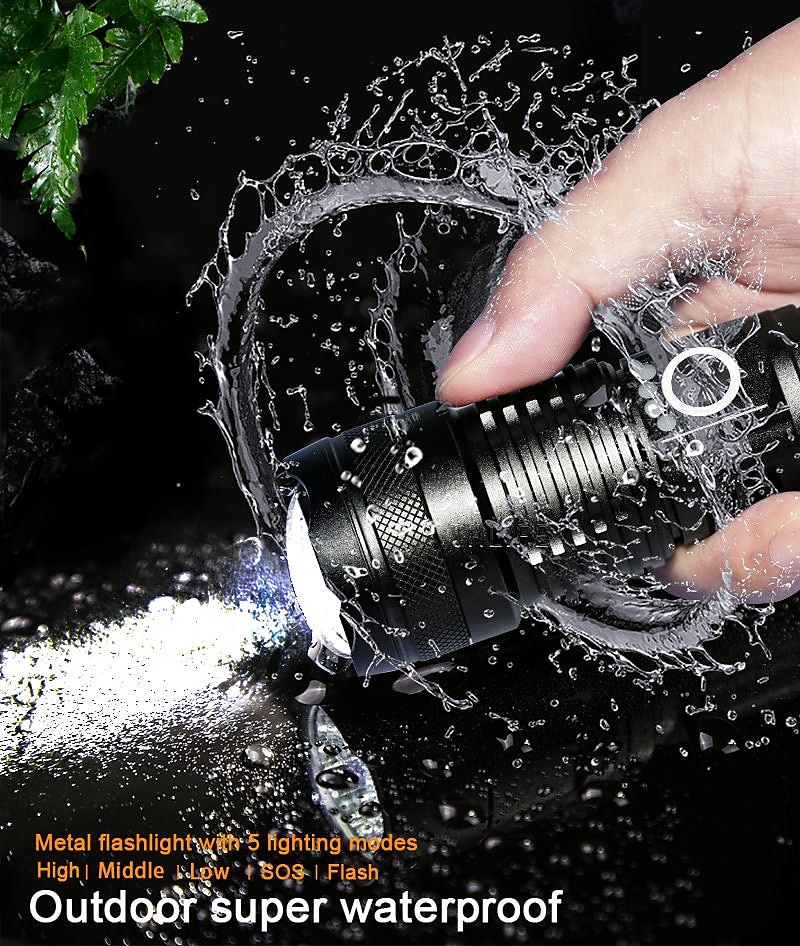 NEW High Power LED Flashlight XHP50Super Bright Usb Rechargeable Torch 18650 Zoom Powerful Flash Light Hunting Lantern （no battery） 2025 - $22.99 –P5