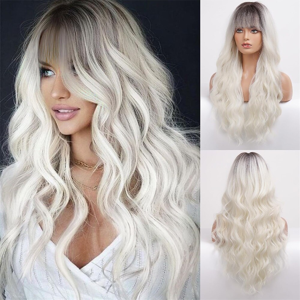 Ombre Auburn Wig with Bangs Long Curly Wig with Bangs orange wig Natural Appearance Heat-Resistant Synthetic Wig Suitable for Fashionable Women 2025 - $29.99 –P15