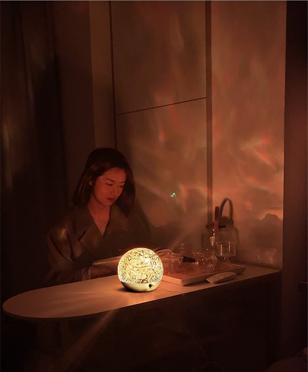 Water Ripple Projector Night Light Crystal Lamp Decoration Home Houses Bedroom Aesthetic Atmosphere Holiday Gift Sunset Lights 2025 - $17.99 –P5