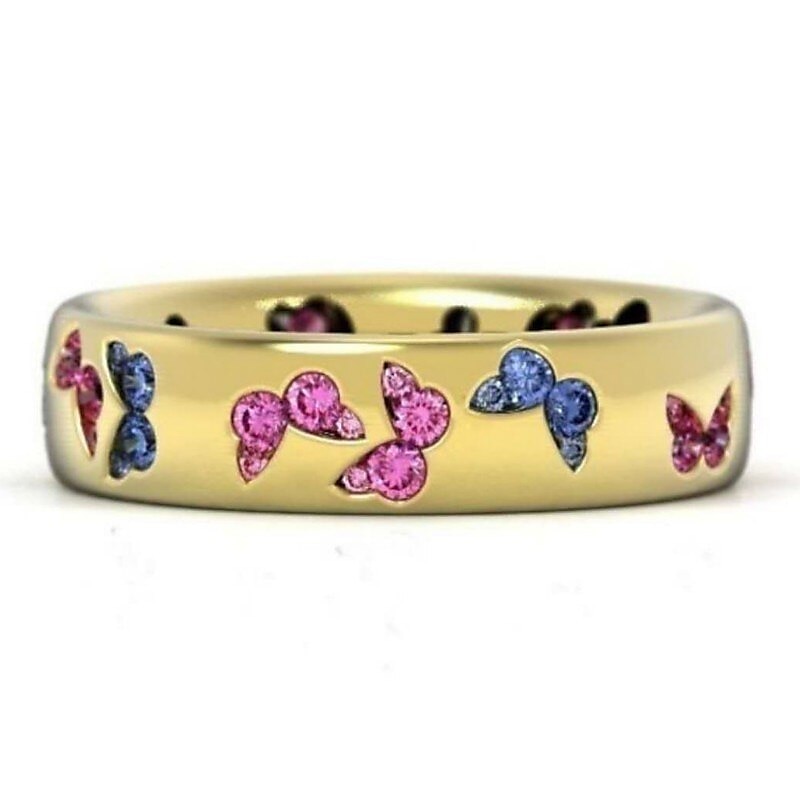rhinestone butterfly ring for women teen girls, elegant silver plated cubic zircon engagement ring, birthday anniverstay jewelry gift (blue, 6) 2025 - $5.49 –P3