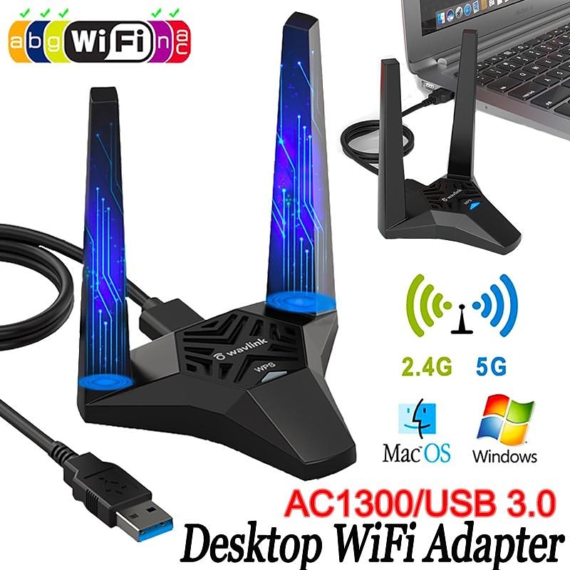 AC1300 USB3.0 Desktop Laptop WiFi Adapter,Dual Band Usb Network Card for PC,High Speed USB Wifi Dongle with Magnetic Dock,usb Wifi Signal Booster 2025 - $52.99 –P1