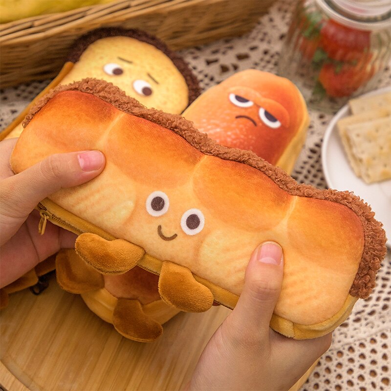Bread Toast Pencil Case Bag for Girls Cute Plush Pen Pouch Box Large Capacity Student School Supplies 2025 - $11.99 –P14