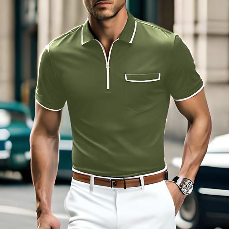 Blue Golf Shirts For Men Mens Fashion Casual Button Lapel Cotton