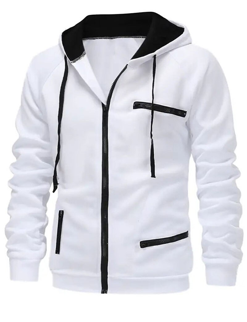 Hombre Sudadera con cremallera Sudaderas con cremallera Negro Blanco Vino Color Camello Gris Oscuro Con Capucha Bloque de color Cerrar Bolsillo Deporte Diario Deportes Poliéster Ropa de calle Fresco 2025 - $19.49 –P3