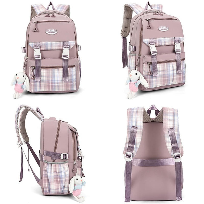 školní batoh bookbag kreslená mřížka pro studenty chlapce dívky multifunkční voděodolná velkokapacitní oxfordská tkanina školní taška batoh brašna 21,19 palce, dárek do školy 2025 - $36.99 –P3