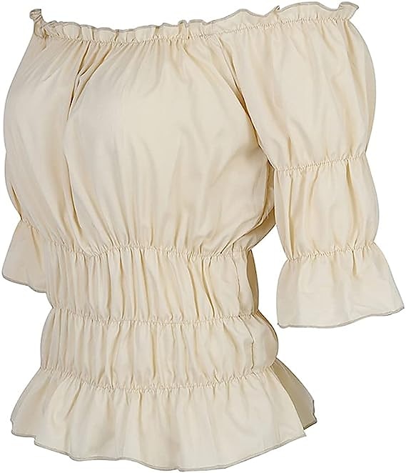 Pirate Lady Elegant Victorian Medieval Renaissance Summer Blouse / Shirt Tank Top Women's Girls' Off Shoulder Costume Vintage Cosplay Party / Evening Dailywear Carnival Half Sleeve Top Carnival 2025 - $24.99 –P2