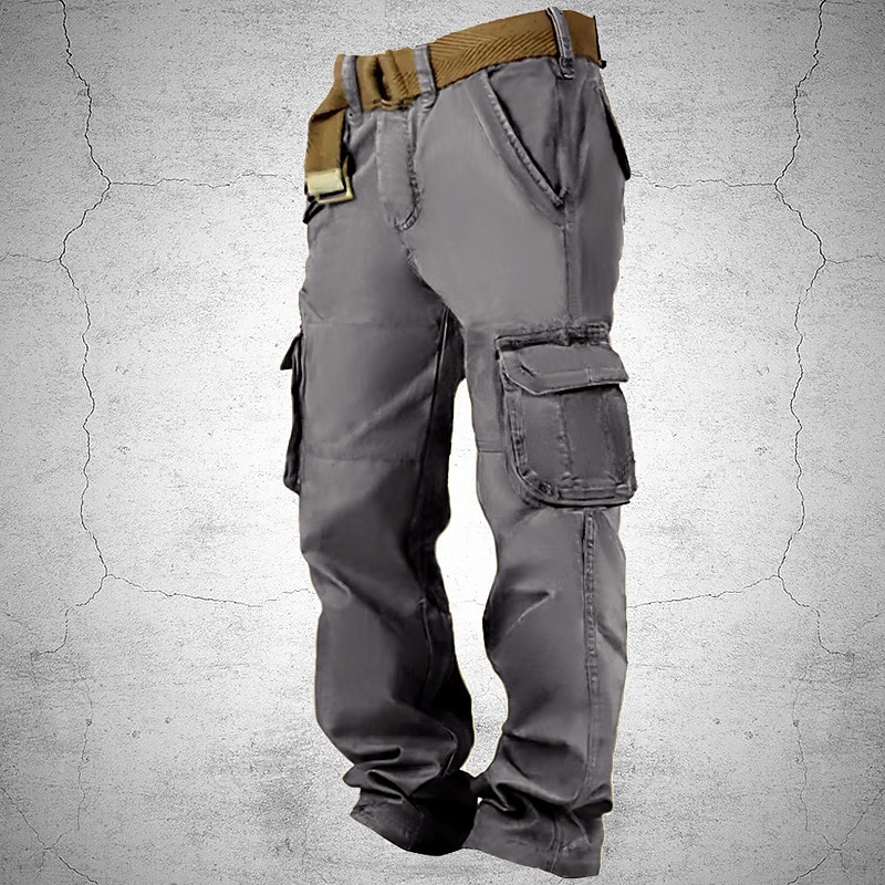 Men Cargo Pants Multi Pocket Cotton Blend Outdoor Classic Casual