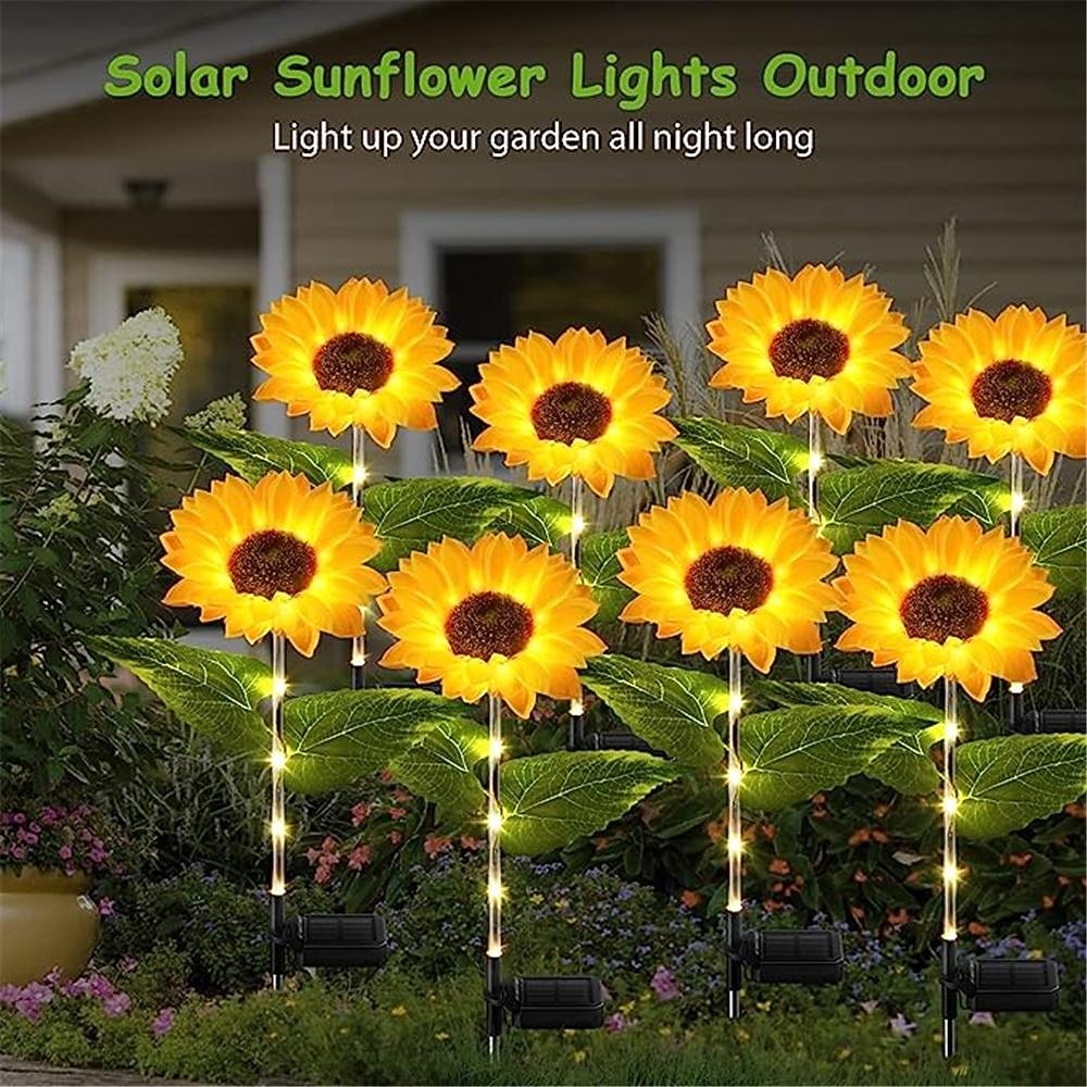 Solar Sunflower LED Glowing Pole - Pathway Courtyard Simulation Plant Lamp for Holiday Party & Landscape Decoration, Waterproof Lawn Floor Light 2026 - $19.49 –P2