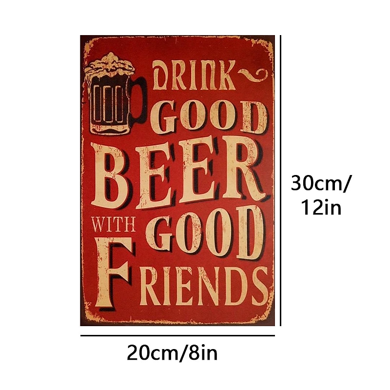 1pc Retro Metal Tin Sign Beer Tin Sign Vintage Bar Club Signs Wall Decor, Painting Wall Hanging for Home Decor Wall Art Metal Tin Sign 20x30cm/8''x12'' 2025 - $10.49 –P1