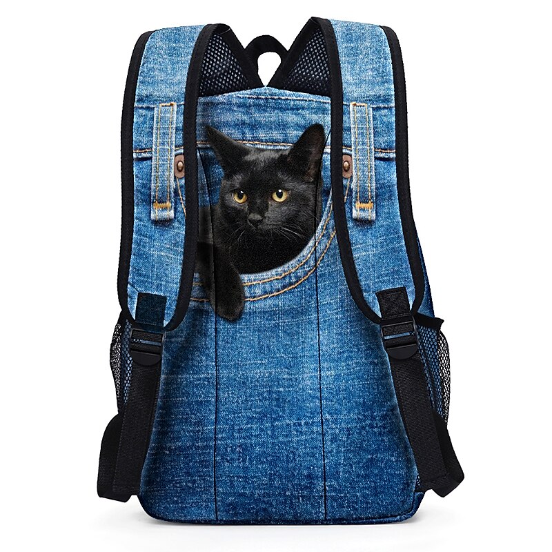 3D Cat Print Denim Backpack for Kids – Cute Animal School Bag with Large Capacity and Fun Design for Boys and Girls 2025 - $29.99 –P7