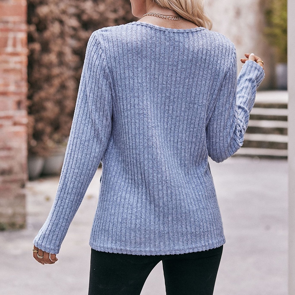 Damen T Shirt Burgunderrotes T-Shirt Glatt Basic Langarm Rundhalsausschnitt Normale Oberteile Täglich Wochenende Schwarz Wein Blau Grün Grau Herbst Winter 2025 - $23.99 –P5