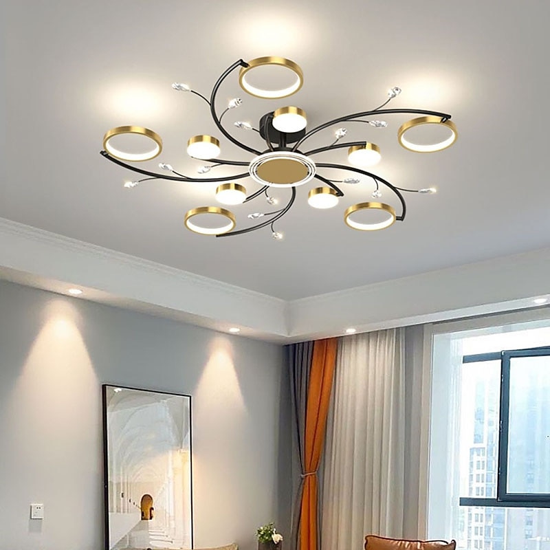 lustre de teto 10 cabeças iluminação pingente de meados do século, luminária de teto montagem semi embutida, luminária pendente para sala de estar cozinha quarto 110-240v apenas regulável com controle de 2026 por $381.49 –P2