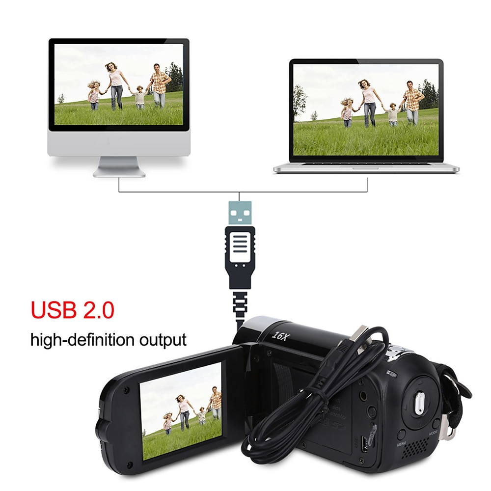 Portable Full HD 1080P Vlogging Camera Recorder, 2.7" LCD, 270° Rotation, 16MP, 16X Digital Zoom, Selfie Camcorder 2025 - $66.99 –P11