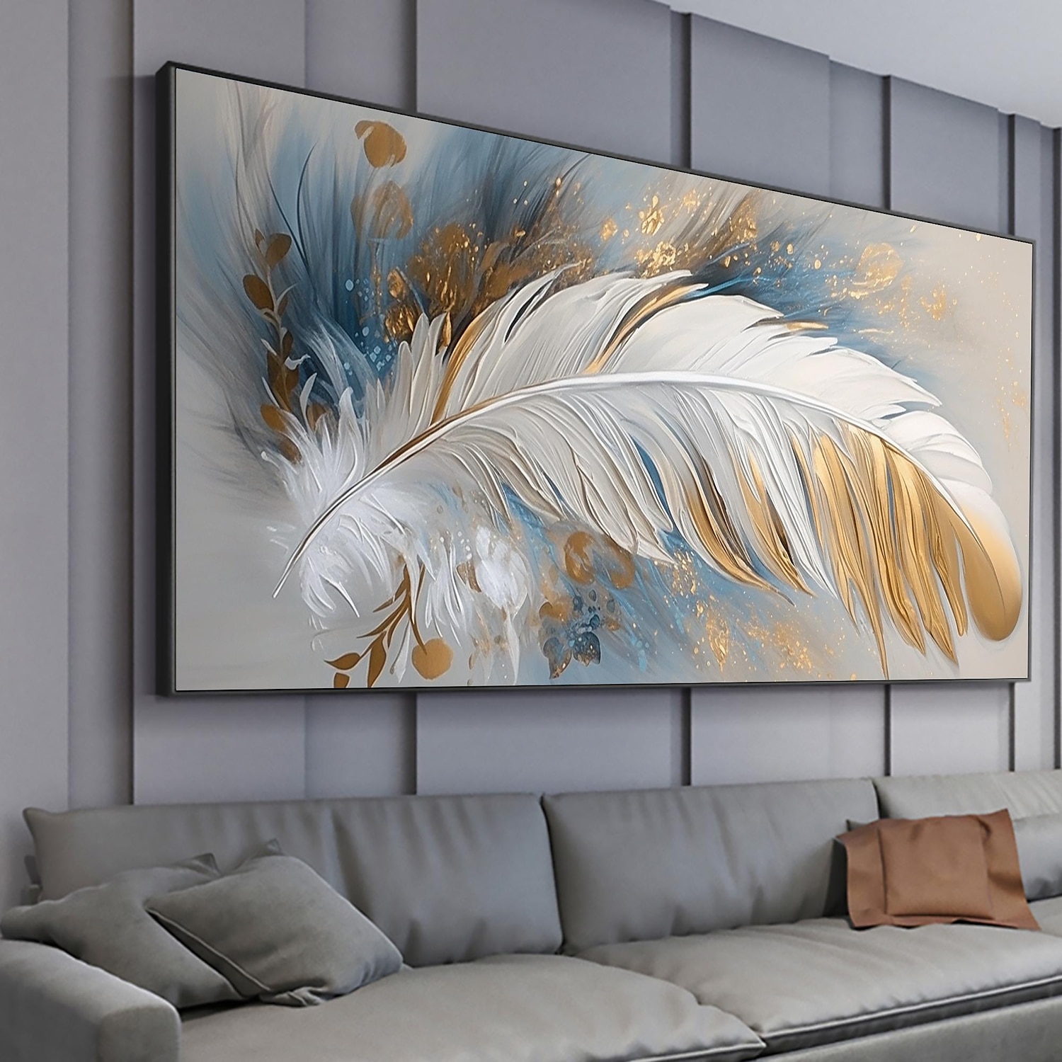 Handmade Oil Painting Canvas Wall Art Decor Original Feather Painting for Home Decor With Stretched Frame/Without Inner Frame Painting 2025 - $150.99 –P10