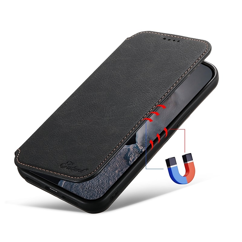 telefon fodral Till iPhone 16 15 14 Pro Max Plus iPhone 13 12 Pro Max Plånboksfodral Fällock Med Magsafe med stativ Magnet Kortplats Ensfärgat TPU PU läder 2025 - $23.99 –P7