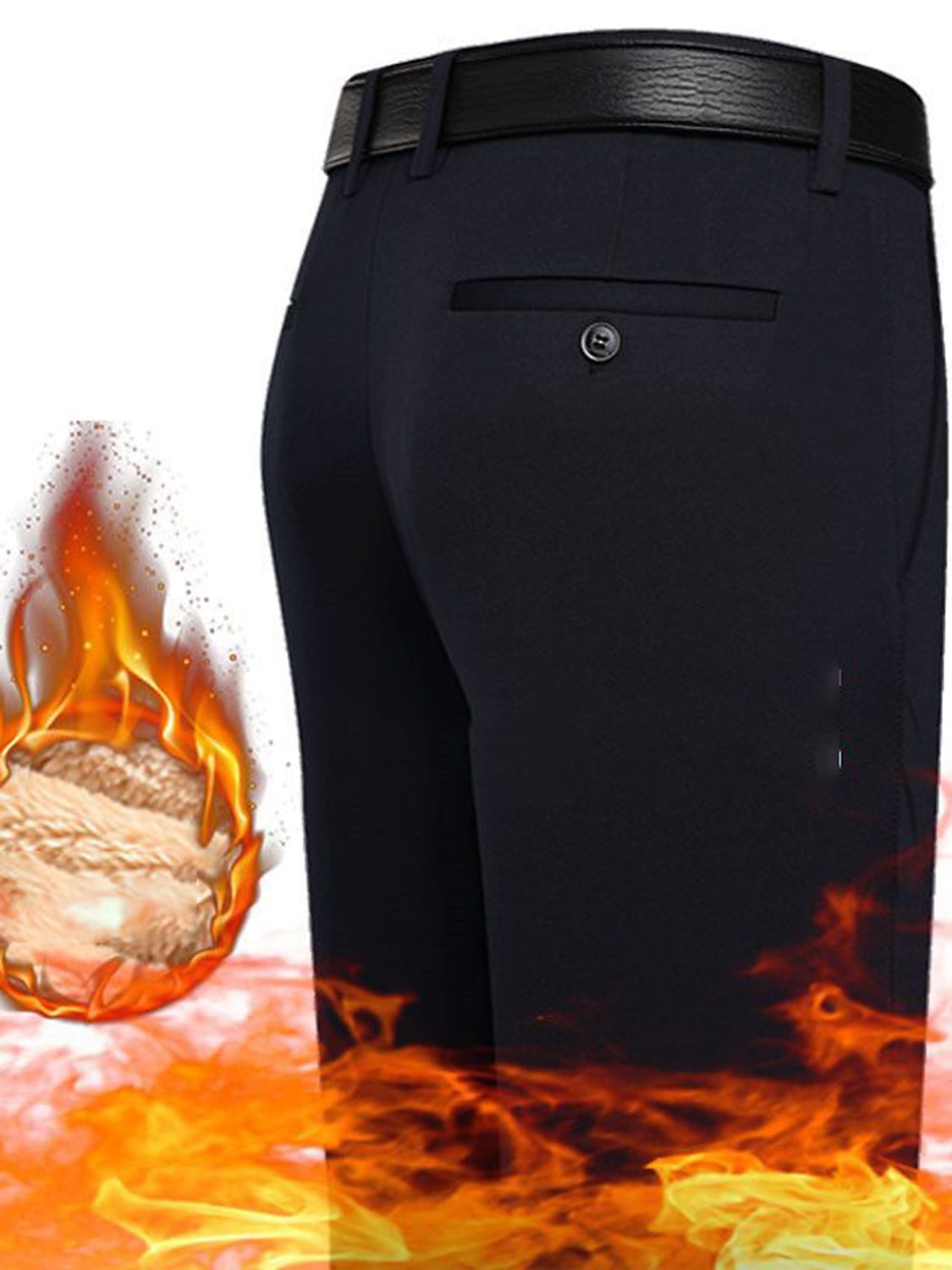 Herr Sherpa Kostymbyxor Vinterbyxor Långbyxor Fleece Slät Komfort Andningsfunktion Utomhus Dagligen Utekväll Mode Ledigt Svart Marinblå 2025 - $22.99 –P1