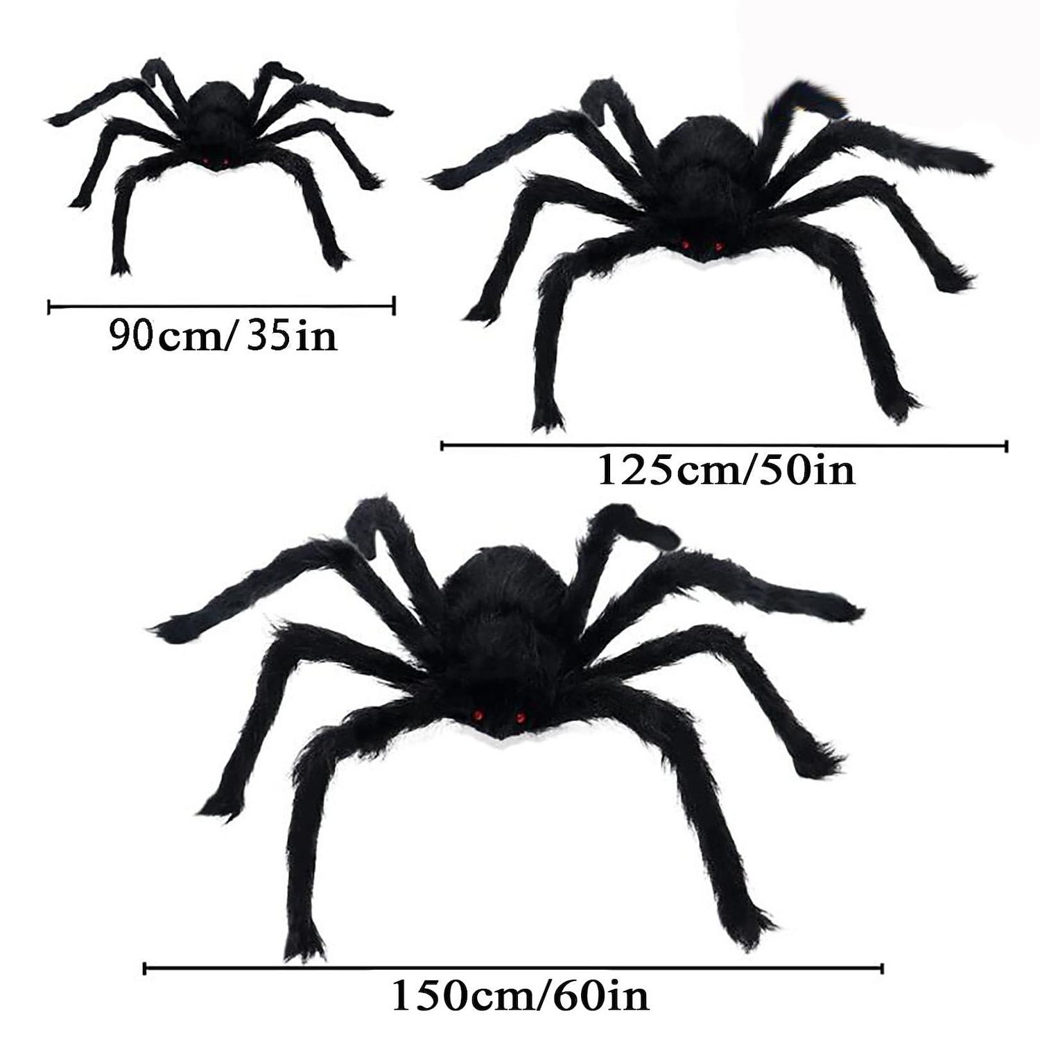 ragno decorativo di Halloween, decorazioni di ragno di Halloween all'aperto, ragno nero morbido e peloso spaventoso, realistico, grande ragno di scena per la casa, il cortile, la decorazione di Halloween inquietante per le feste del 2025 a $9.49 –P3