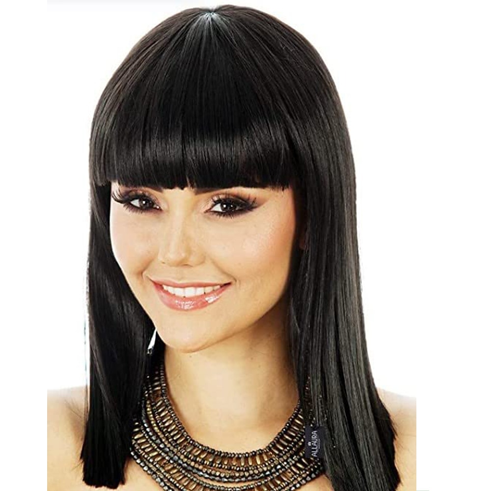 Parrucca Costume Cleopatra Long Bob - Bob Nero Liscio con Frangetta - Capelli Egiziani Parrucche di Halloween del 2026 a $20.99 –P2